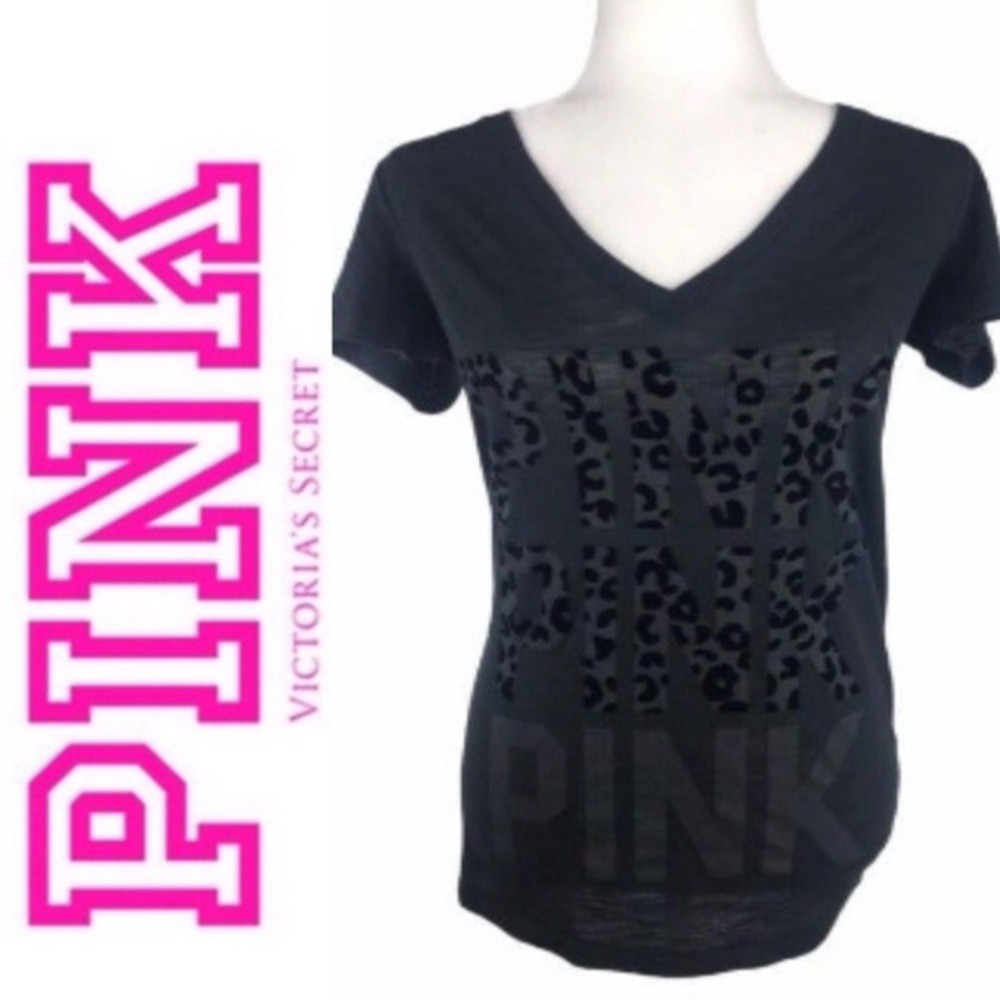 Victoria's Secret PINK Black V-Neck Tee
